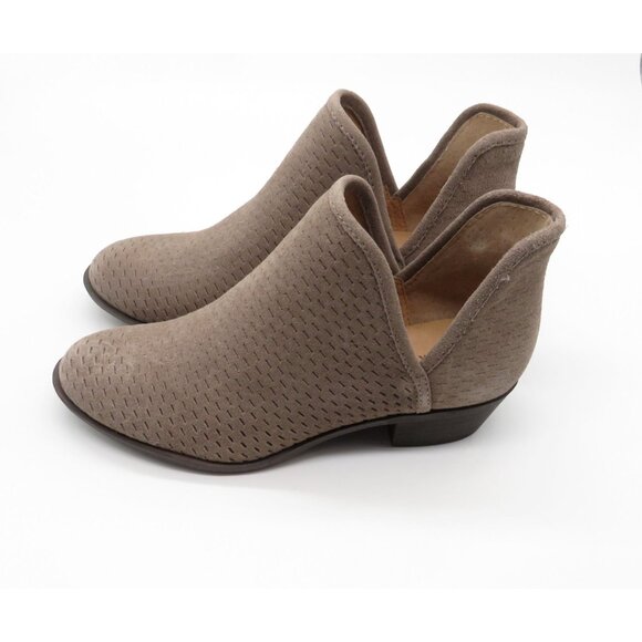 Lucky Brand Taupe Perforated Suede Ankle Booties Womens Shoes Size 6 NEW - Picture 5 of 7